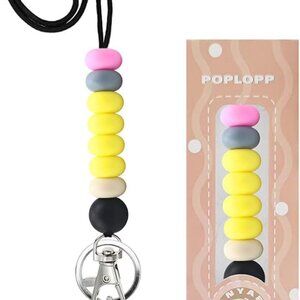 Cute Lanyards for Id Badges and Keys for Women Teacher，Silicone Beaded Breakaway